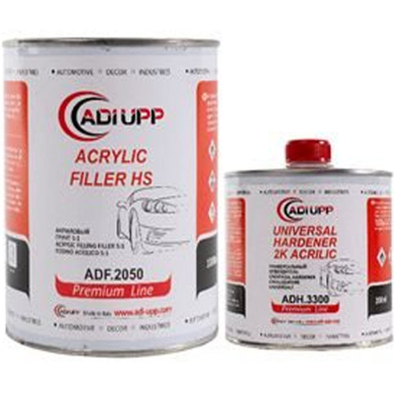 Сірий акриловий ґрунт-наповнювач ADI UPP Acryl Filler HS 5+1 2050. Комплект - 1.2л.