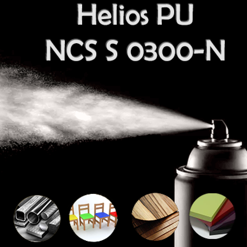 Аерозольна NCS S 0300-N шовковисто матова, 1 компонентна поліуретанова емаль HELIOS PU - 400мл
