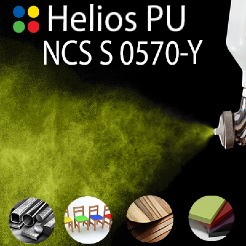 NCS S 0570-Y шовковисто матова, 1 компонентна високоеластична поліуретанова емаль HELIOS PU - 1кг
