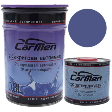 Двокомпонентна акрилова автоемаль CarMen 2:1, GAZ Junior (синій) - 0,8л + затверджувач 0,4л (комплект)