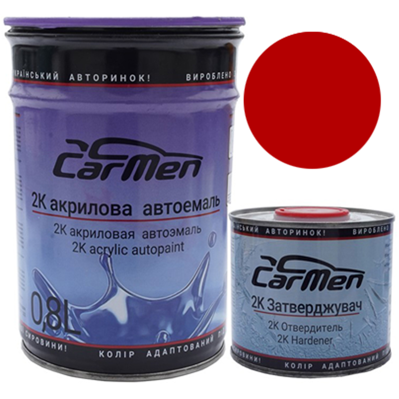 Двокомпонентна акрилова автоемаль CarMen 2:1, Mazda NU VINTAGE RED - 0,8л + затверджувач 0,4л (комплект) Двокомпонентна акрилова автоемаль CarMen 2:1, Mazda NU VINTAGE RED - 0,8л + затверджувач 0,4л (комплект)