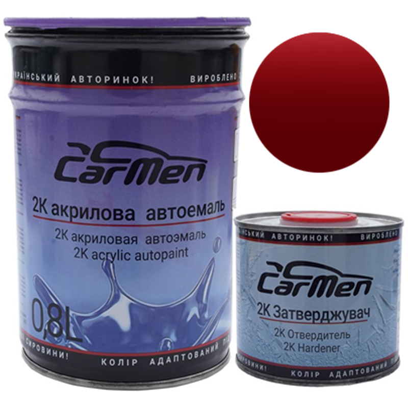 Двокомпонентна акрилова автоемаль CarMen 2:1, Citroen 172 Rouge Brillant - 0,8л + затверджувач 0,4л (комплект) Двокомпонентна акрилова автоемаль CarMen 2:1, Citroen 172 Rouge Brillant - 0,8л + затверджувач 0,4л (комплект)