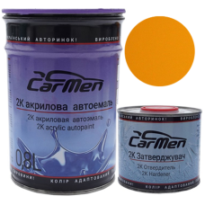 Двокомпонентна акрилова автоемаль CarMen 2:1, 1035 ЗОЛОТИСТО-ЖОВТА - 0,8л + затверджувач 0,4л (комплект)