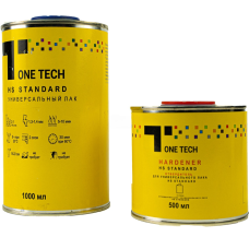 2К акриловий глянцевий лак One Tech Clear HS Standart 2:1 (1л) + затверджувач (0.5л) - 1.5л комплект