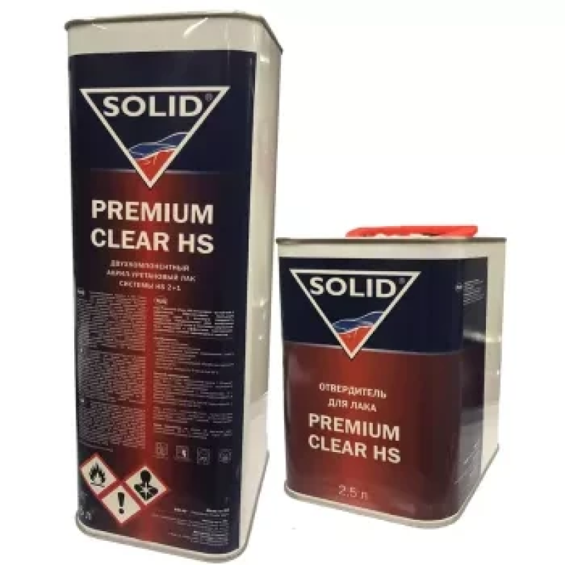 Двокомпонентний акрил-уретановий прозорий лак Solid Premium Clear HS - 7.5л (комплект) Двокомпонентний акрил-уретановий прозорий лак Solid Premium Clear HS - 7.5л (комплект)