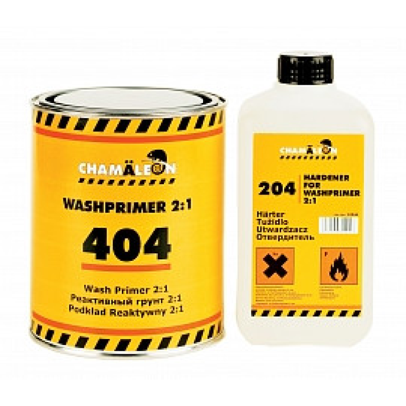 CHAMÄLEON 404 Wash Primer реактивний кислотний грунт + 204 затверджувач для грунту (1L+0.5 L) CHAMÄLEON 404 Wash Primer реактивний кислотний грунт + 204 затверджувач для грунту (1L+0.5 L)