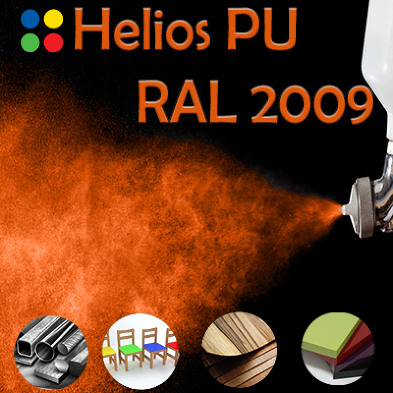 RAL 2009 шовковисто матова, 1 компонентна високоеластична поліуретанова емаль HELIOS PU - 1кг RAL 2009 шовковисто матова, 1 компонентна високоеластична поліуретанова емаль HELIOS PU - 1кг
