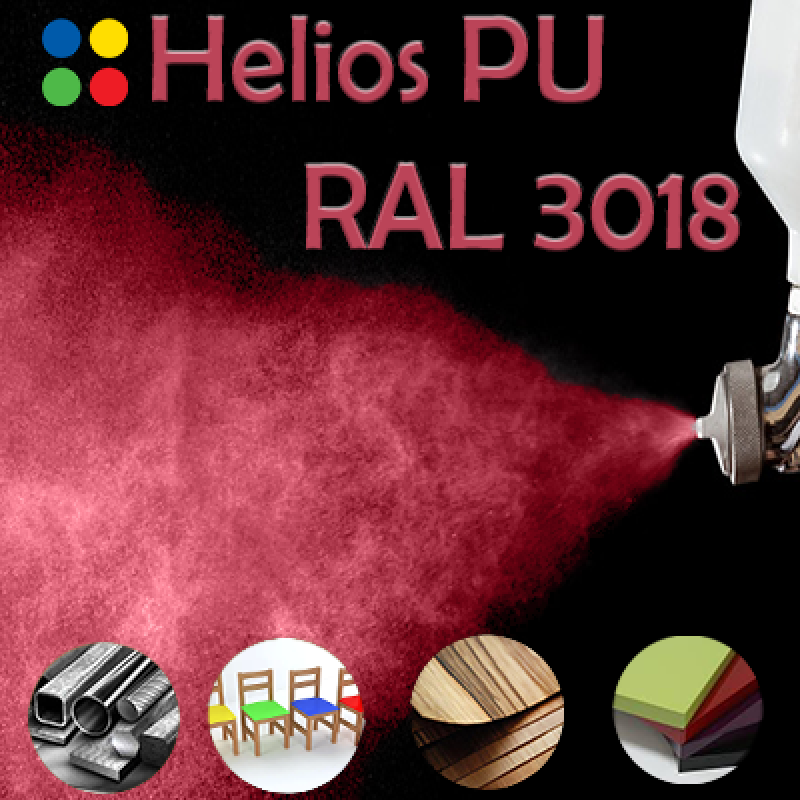 RAL 3018 шовковисто матова, 1 компонентна високоеластична поліуретанова емаль HELIOS PU - 1кг RAL 3018 шовковисто матова, 1 компонентна високоеластична поліуретанова емаль HELIOS PU - 1кг