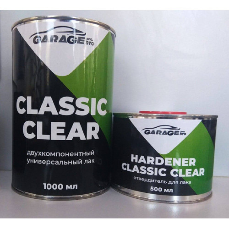 Двокомпонентний прозорий акрил-уретановий лак GARAGE Classic Clear (1л) із затверджувачем (0.5 л) Двокомпонентний прозорий акрил-уретановий лак GARAGE Classic Clear (1л) із затверджувачем (0.5 л)