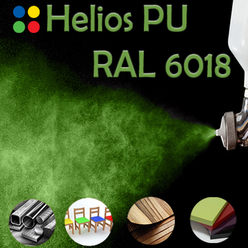RAL 6018 шовковисто матова, 1 компонентна високоеластична поліуретанова емаль HELIOS PU - 1кг RAL 6018 шовковисто матова, 1 компонентна високоеластична поліуретанова емаль HELIOS PU - 1кг