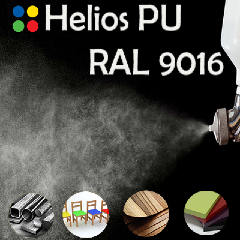 RAL 9016 шовковисто матова, 1 компонентна високоеластична поліуретанова емаль HELIOS PU - 1кг