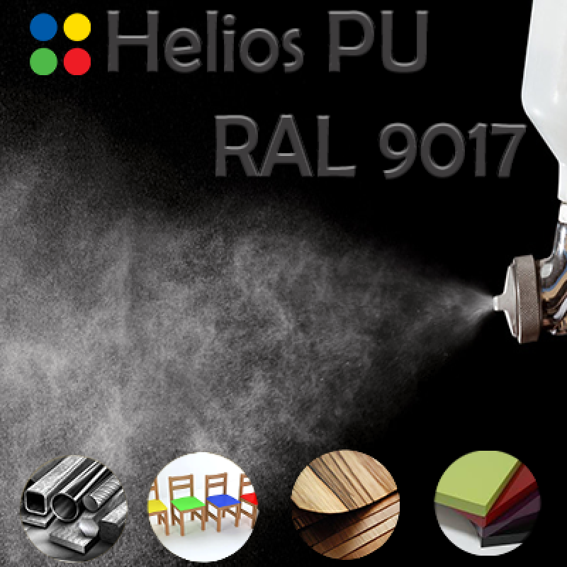 RAL 9017 шовковисто матова, 1 компонентна високоеластична поліуретанова емаль HELIOS PU - 1кг