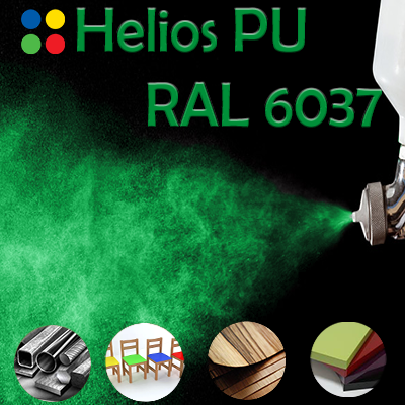 RAL 6037 шовковисто матова, 1 компонентна високоеластична поліуретанова емаль HELIOS PU - 1кг RAL 6037 шовковисто матова, 1 компонентна високоеластична поліуретанова емаль HELIOS PU - 1кг