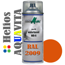 RAL 2009 Аерозольна акрилова шовковисто-матова атмосферостійка емаль на водній основі Helios AQUAVITA - 400мл