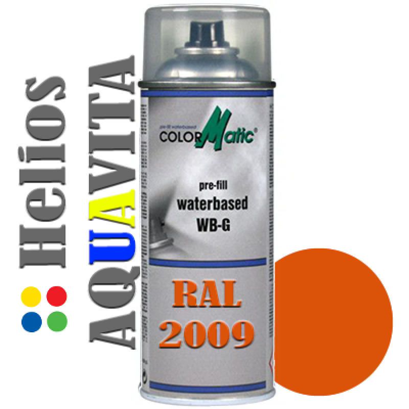 RAL 2009 Аерозольна акрилова шовковисто-матова атмосферостійка емаль на водній основі Helios AQUAVITA - 400мл