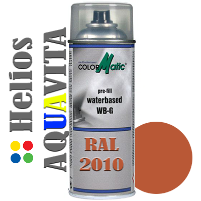 RAL 2010 Аерозольна акрилова шовковисто-матова атмосферостійка емаль на водній основі Helios AQUAVITA - 400мл