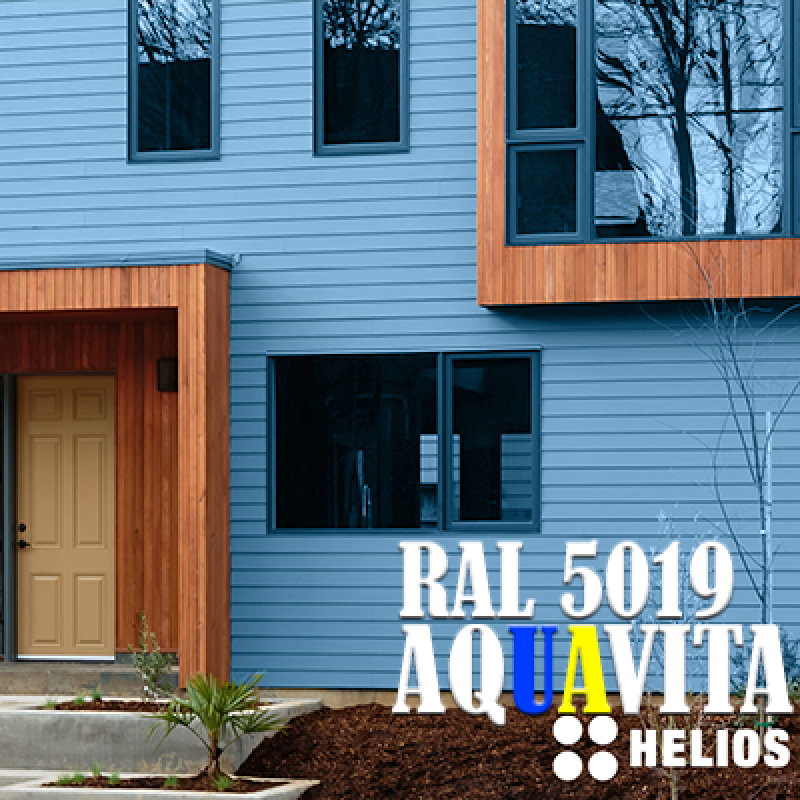 RAL 5019 Акрилова шовковисто-матова атмосферостійка емаль на водній основі Helios AQUAVITA - 1кг