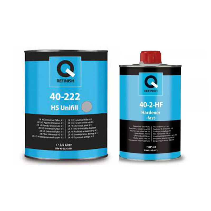 КОМПЛЕКТ Акриловий грунт-наповнювач, праймер Q-REFINISH 40-222, 2K HS UNIFILL 4:1 - 3.5л + затверджувач 875мл Fast або Extra Fast. КОМПЛЕКТ Акриловий грунт-наповнювач, праймер Q-REFINISH 40-222, 2K HS UNIFILL 4:1 - 3.5л + затверджувач 875мл Fast або Extra Fast.