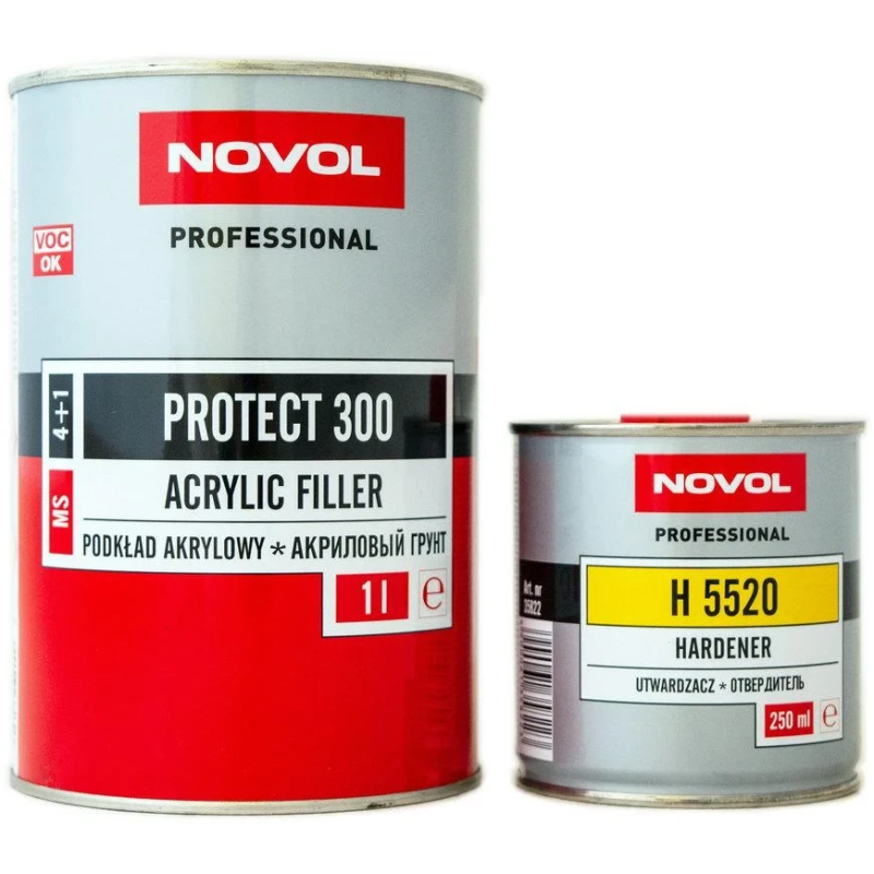 Чорний антикорозійний акриловий грунт NOVOL PROTECT 300 + затверджувач H 5520 - 1.25л (Коплект) Чорний антикорозійний акриловий грунт NOVOL PROTECT 300 + затверджувач H 5520 - 1.25л (Коплект)