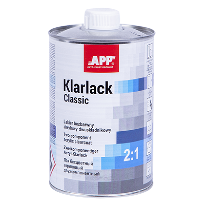 2К акриловий лак з УФ фільтром APP Klarlack Classic 020111 + затверджувач 020321 - 1.5л (Комплект)