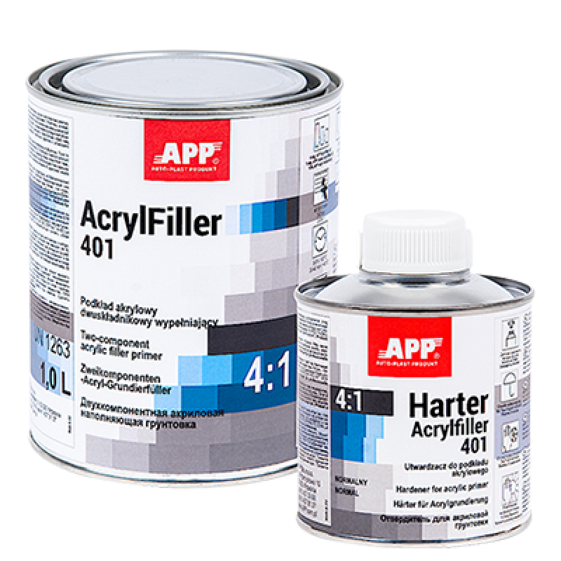 2К сірий антикорозійний грунт наповнювач APP AcrylFiller 401 020416 + затверджувач 020520 - 1.25л (Комплект) 2К сірий антикорозійний грунт наповнювач APP AcrylFiller 401 020416 + затверджувач 020520 - 1.25л (Комплект)