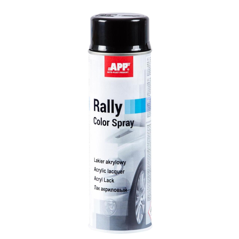 Чорна глянцева фарба APP Rally Color Spray 210124 - аерозоль 600мл. Чорна глянцева фарба APP Rally Color Spray 210124 - аерозоль 600мл.