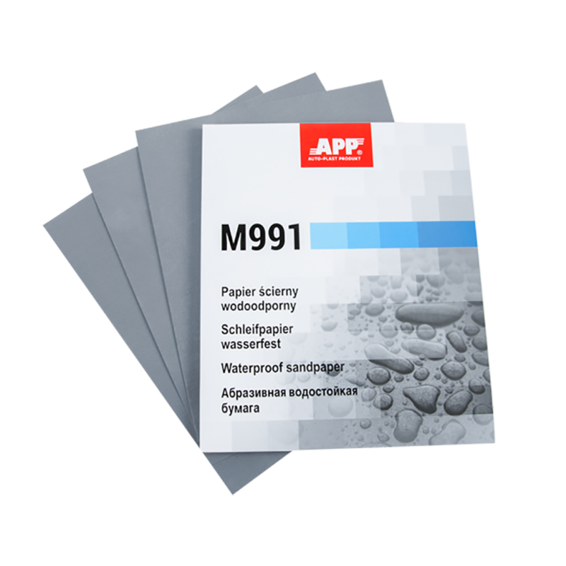 Водостійкі абразивні сині листи APP M991 40MW0800, 230мм x 280мм - P800 Водостійкі абразивні сині листи APP M991 40MW0800, 230мм x 280мм - P800