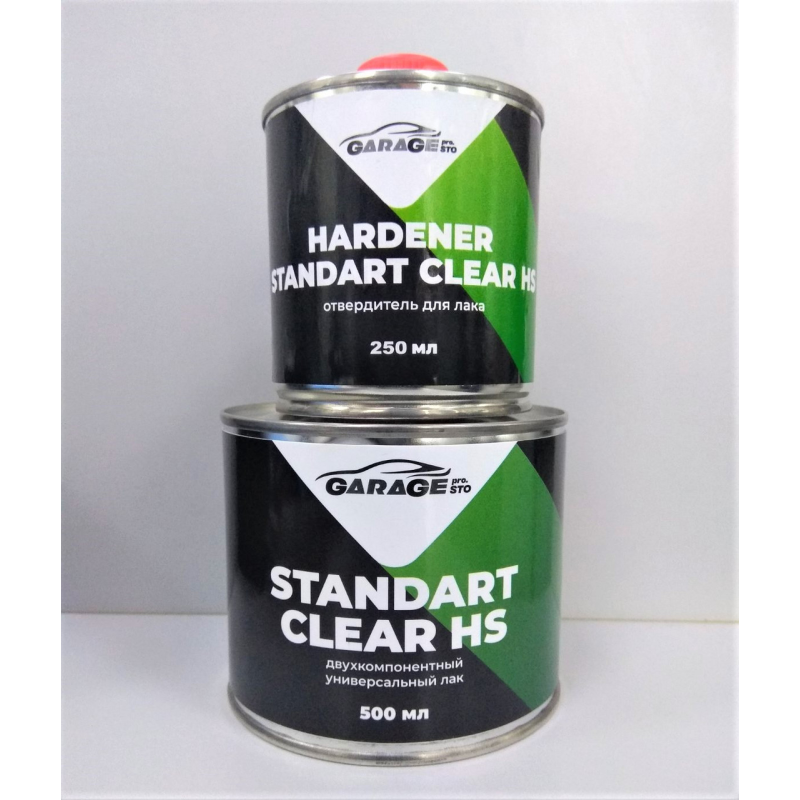 Універсальний 2K лак GARAGE Standart Clear HS 500мл+затверджувач 250мл Універсальний 2K лак GARAGE Standart Clear HS 500мл+затверджувач 250мл