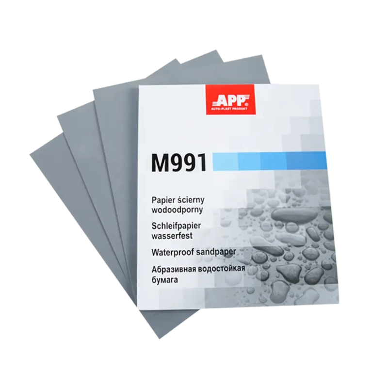 Водостійкі абразивні сині листи APP M991 40MW2500, 230мм x 280мм - P2500 Водостійкі абразивні сині листи APP M991 40MW2500, 230мм x 280мм - P2500
